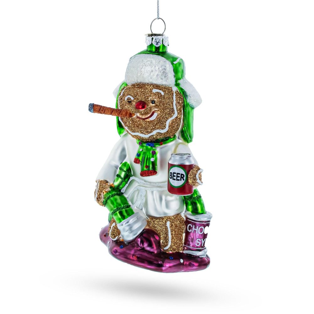 Merry Gingerbread Blown Glass Christmas Ornament  |   Gingerbread Gingerbread Gingerbread