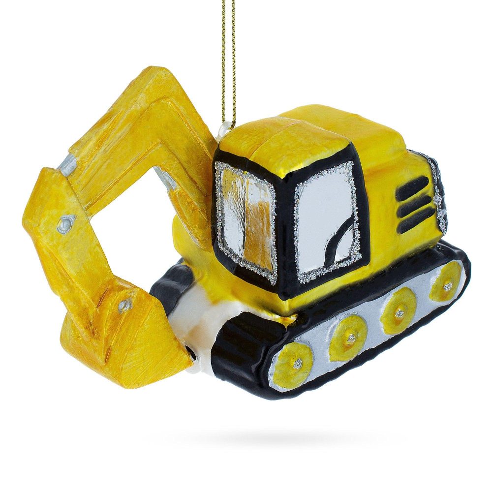 Mighty Excavator Blown Glass Christmas Ornament  |   Personalized Ornaments Personalized