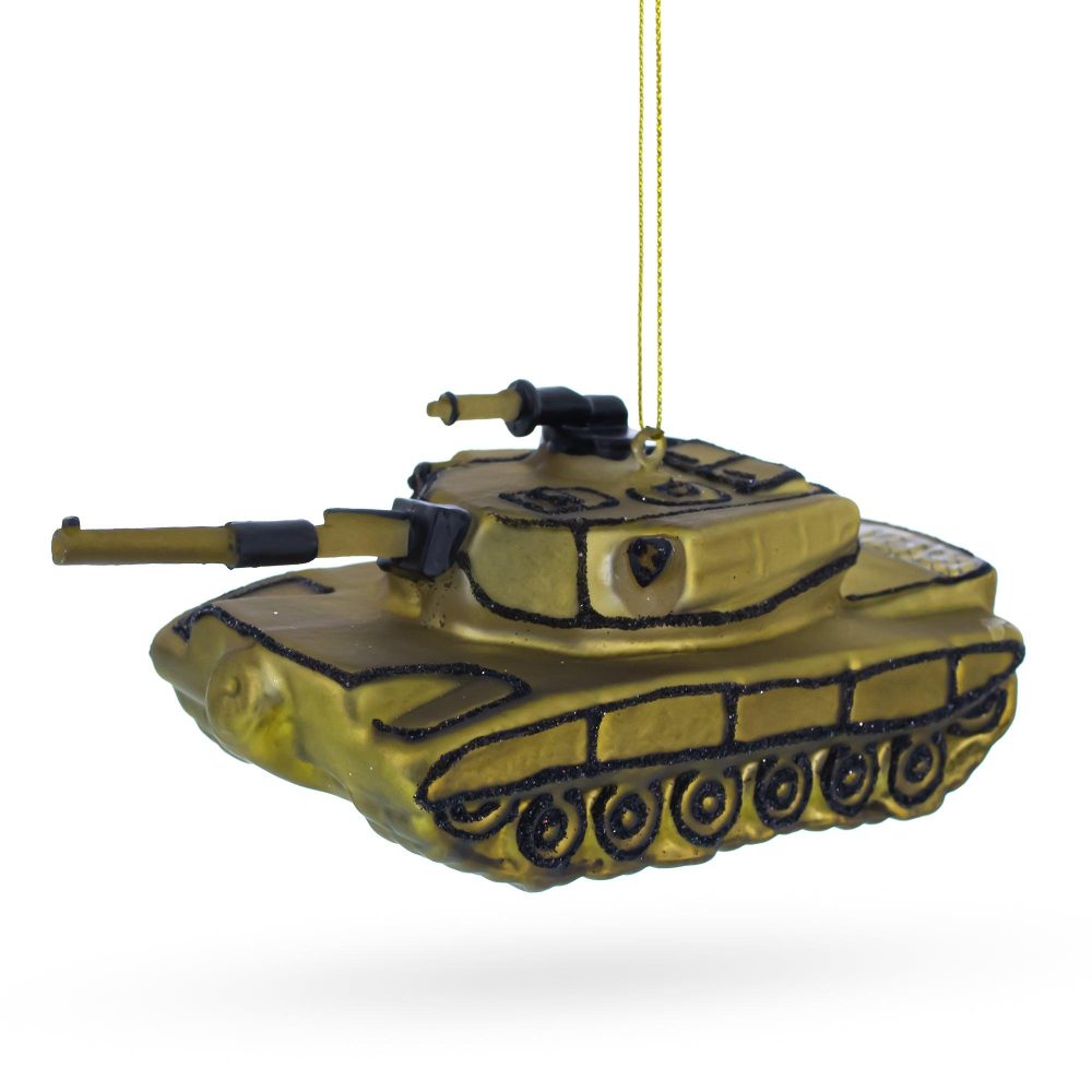 Military Might: Army Tank Blown Glass Christmas Ornament  |   Military Military Military