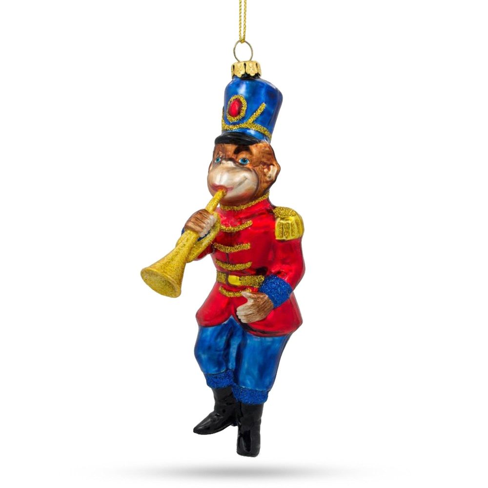 Monkey Nutcracker With Trumpet Glass Christmas Ornament  |   Nutcrackers Nutcrackers Nutcrackers