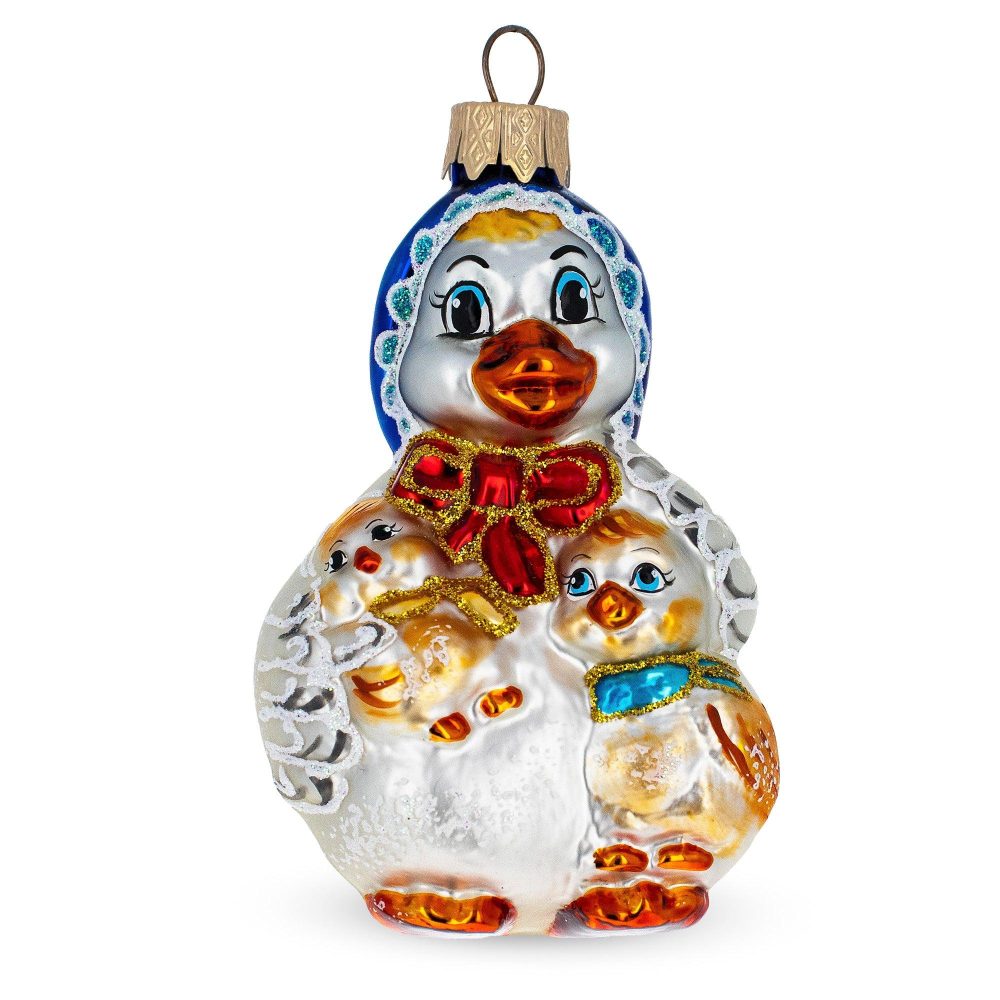 Mother Goose With Ducklings Mini Glass Christmas Ornament  |   Fairy Tales Fairy Tales Fairy Tales