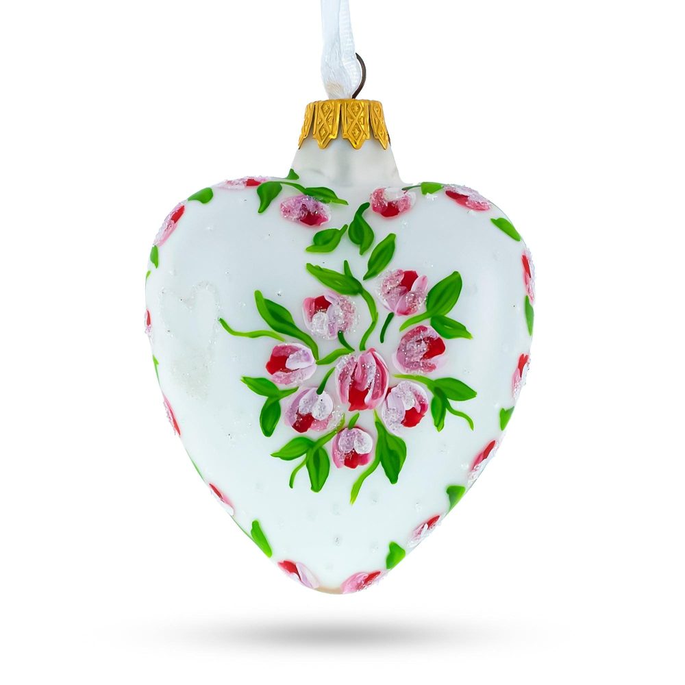 Mother’S Day Red Heart Shape Glass Ornament  |   Hearts Hearts Hearts