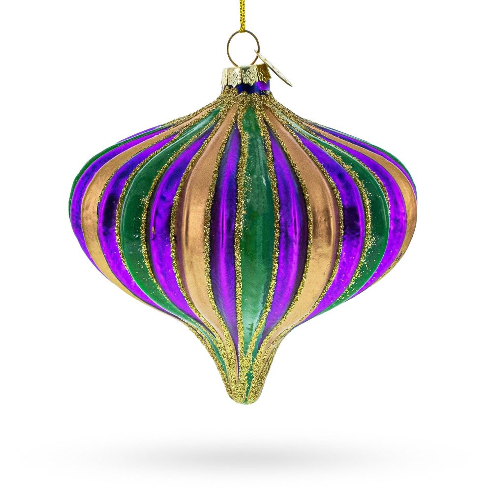 Multicolored Onion Finial Glass Christmas Ornament  |   Finials Finials Finials