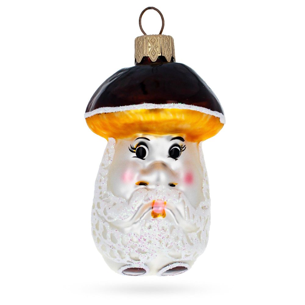 Mushroom Grandpa Mini Glass Christmas Ornament  |   Food Food Food