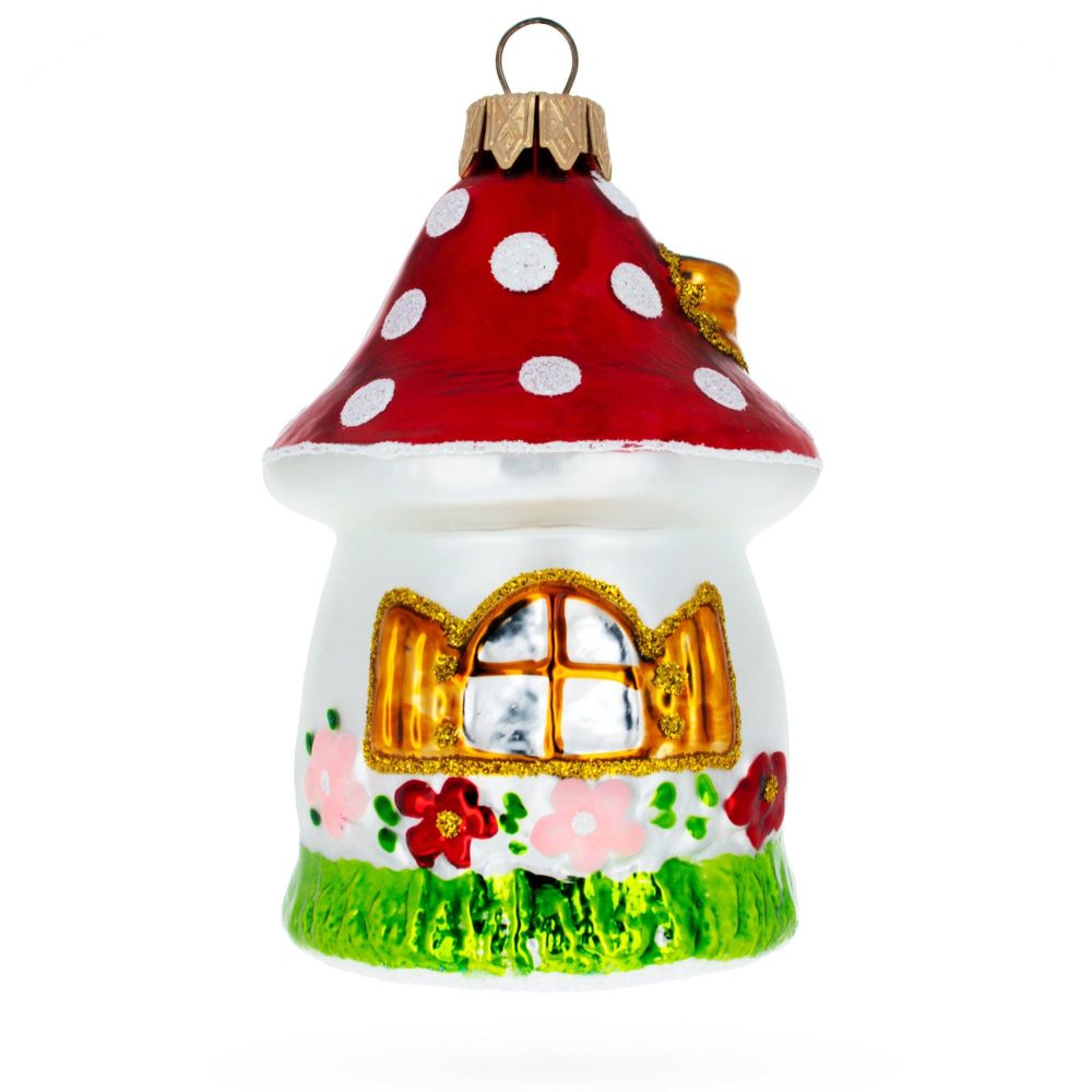 Mushroom House Mini Glass Christmas Ornament  |   Food Food Food