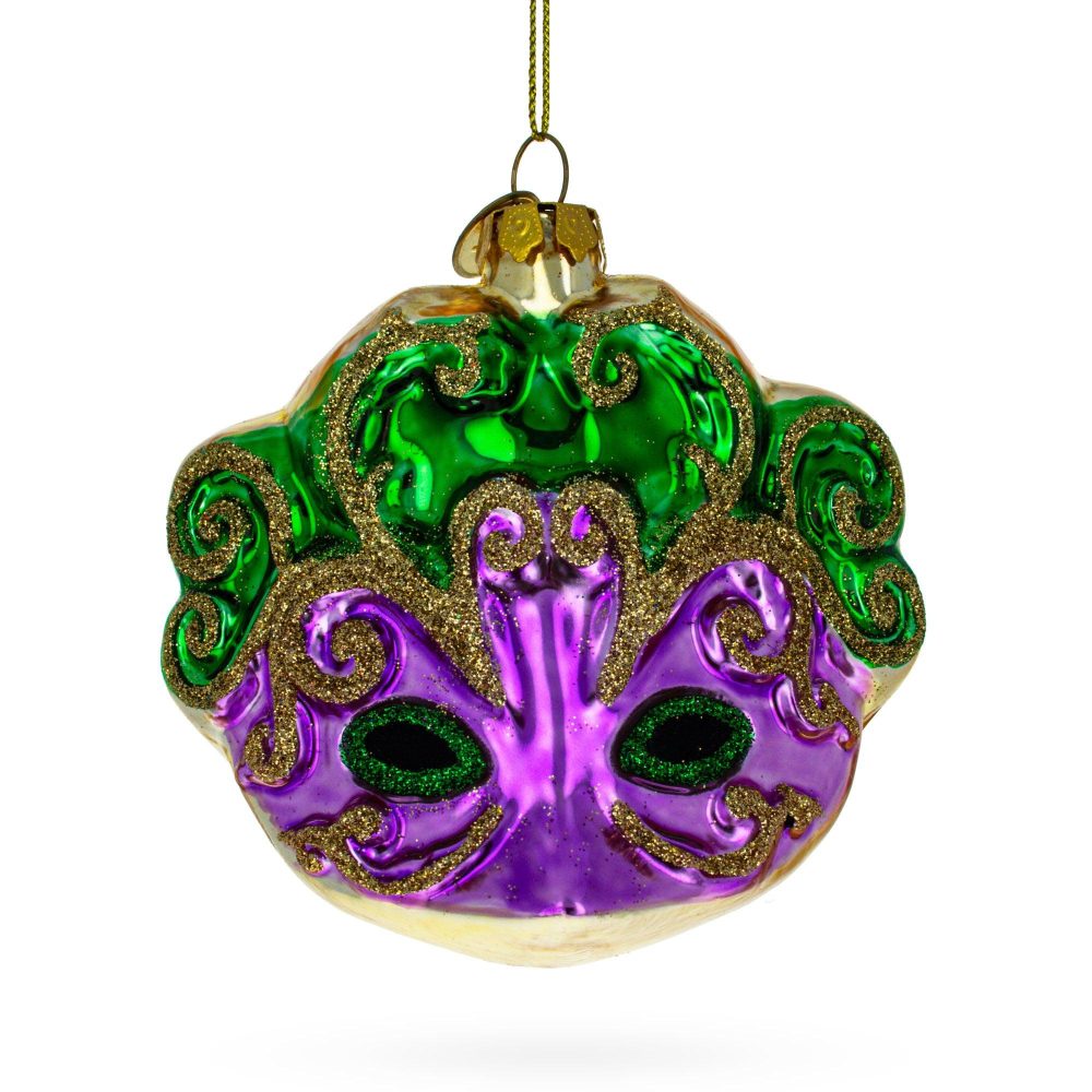 Mysterious Purple Mask Blown Glass Christmas Ornament  |   Fashion Fashion Fashion