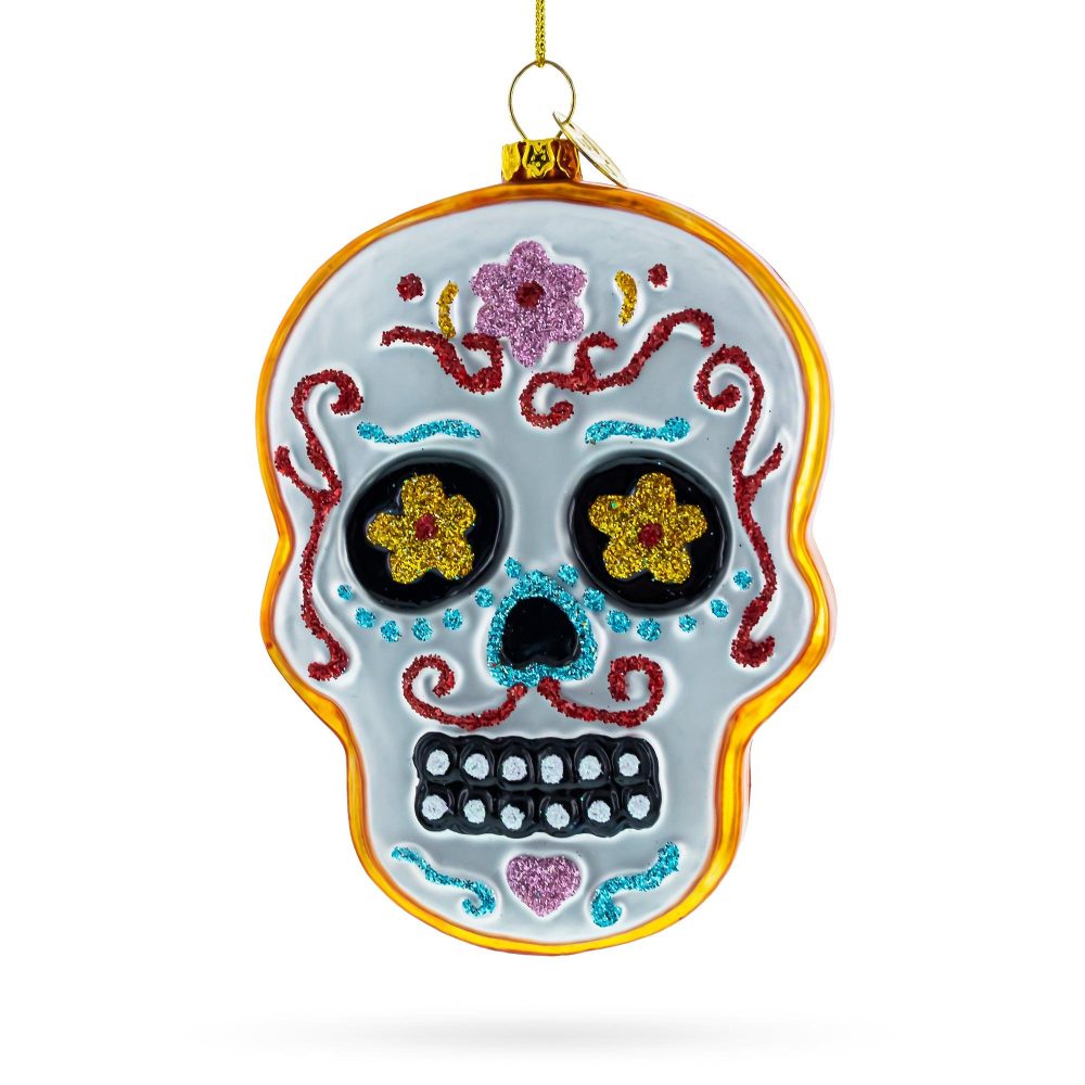 Mystical Elegance: Adorned Skull Glass Christmas Ornament  |   Occasions Occasions Occasions