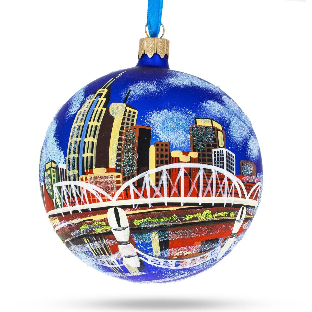 Nashville, Tennessee, Usa Glass Ball Christmas Ornament 4 Inches  |   Travel Ornaments Travel