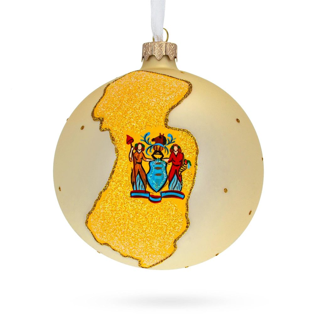 New Jersey State, Usa Glass Ball Christmas Ornament 4 Inches  |   Travel Ornaments Travel