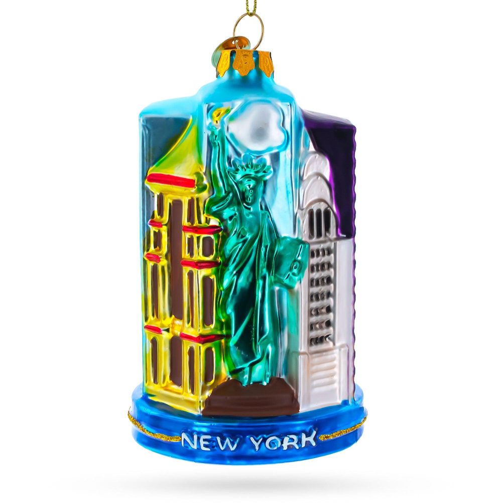 New York City Attractions Blown Glass Christmas Ornament  |   Travel Ornaments Travel