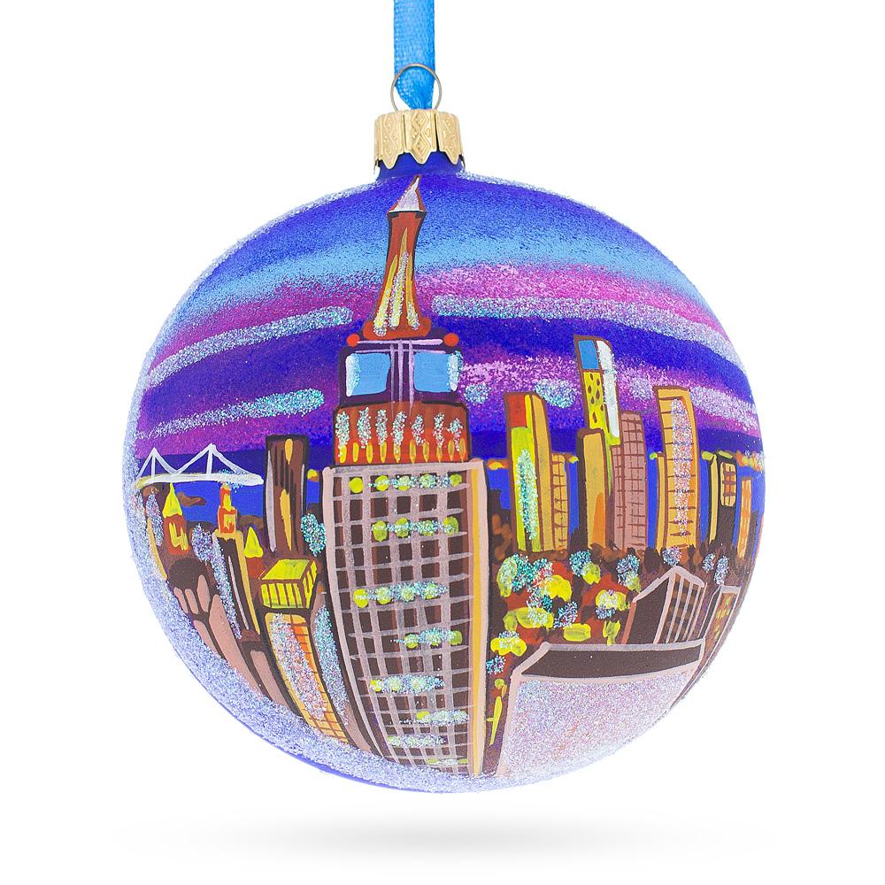 New York City Glass Ball Christmas Ornament 4 Inches  |   Travel Ornaments Travel