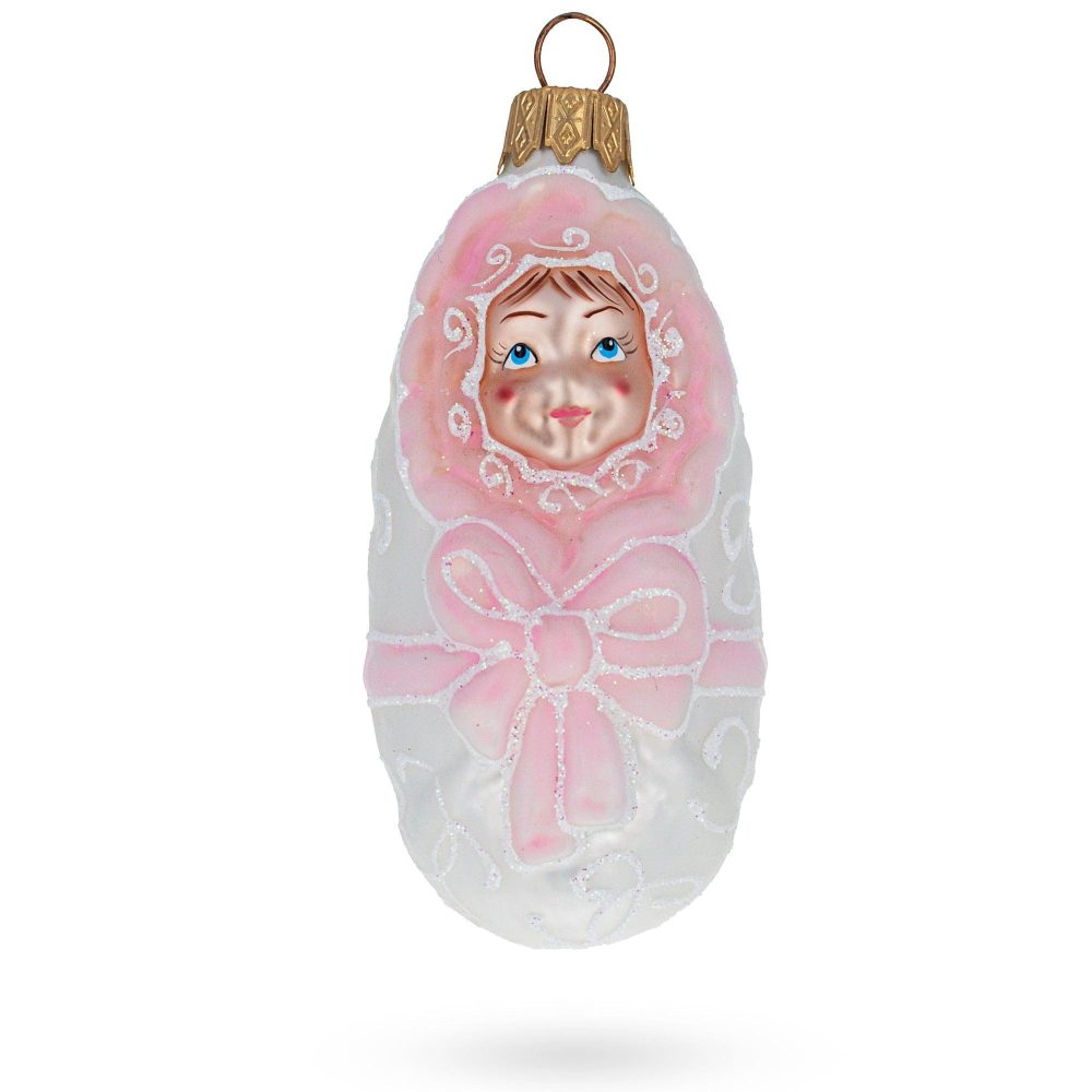 Newborn Baby Girl Mini Glass Christmas Ornament  |   Baby Baby Baby