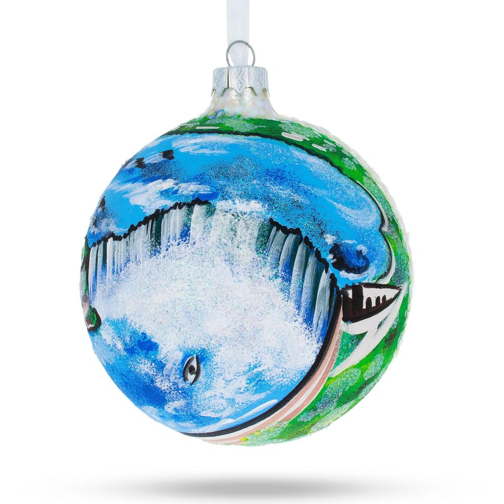 Niagara Falls, Canada Usa Glass Ball Christmas Ornament 4 Inches  |   Travel Ornaments Travel