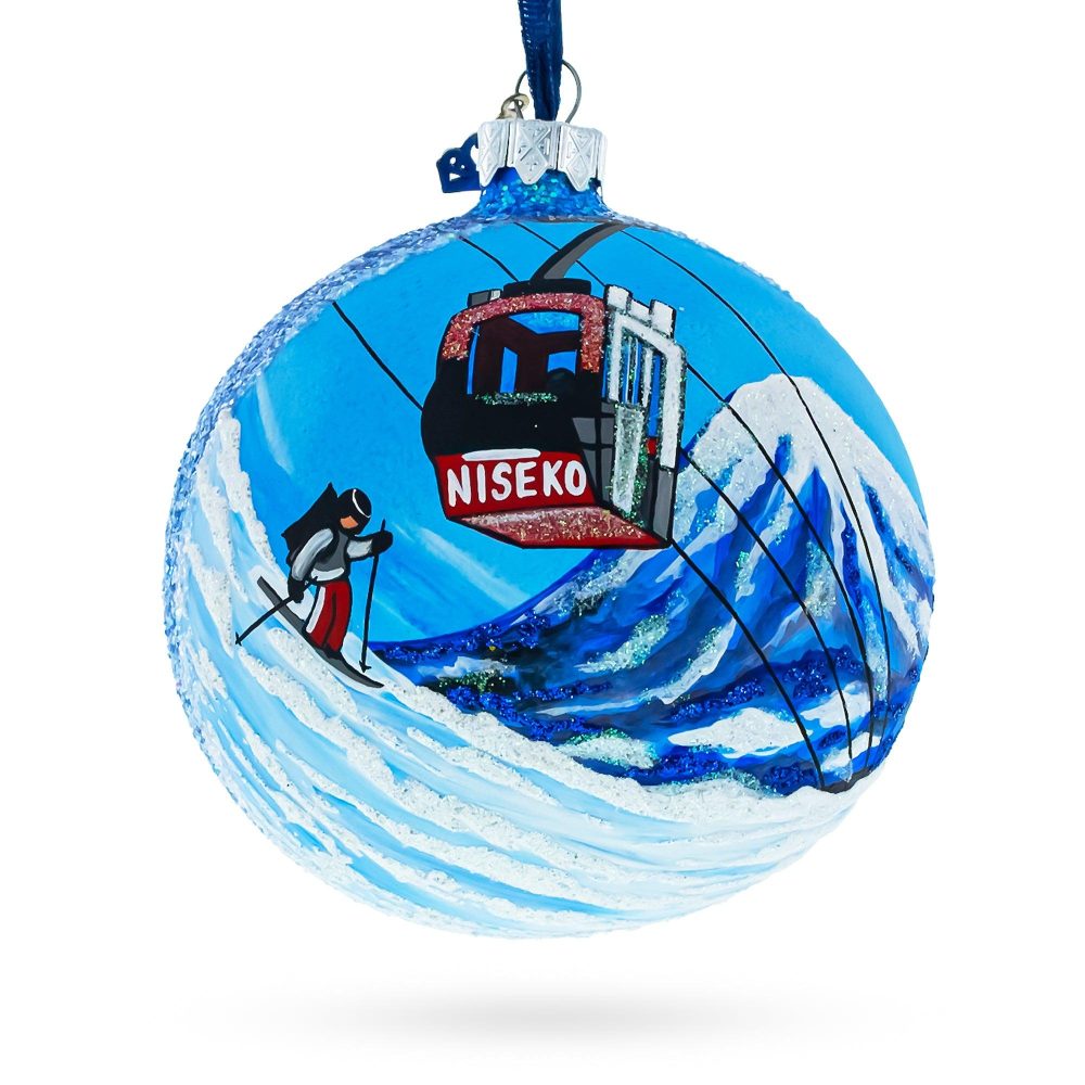 Niseko Ski Resort, Japan Glass Ball Christmas Ornament 4 Inches  |   Travel Ornaments Travel