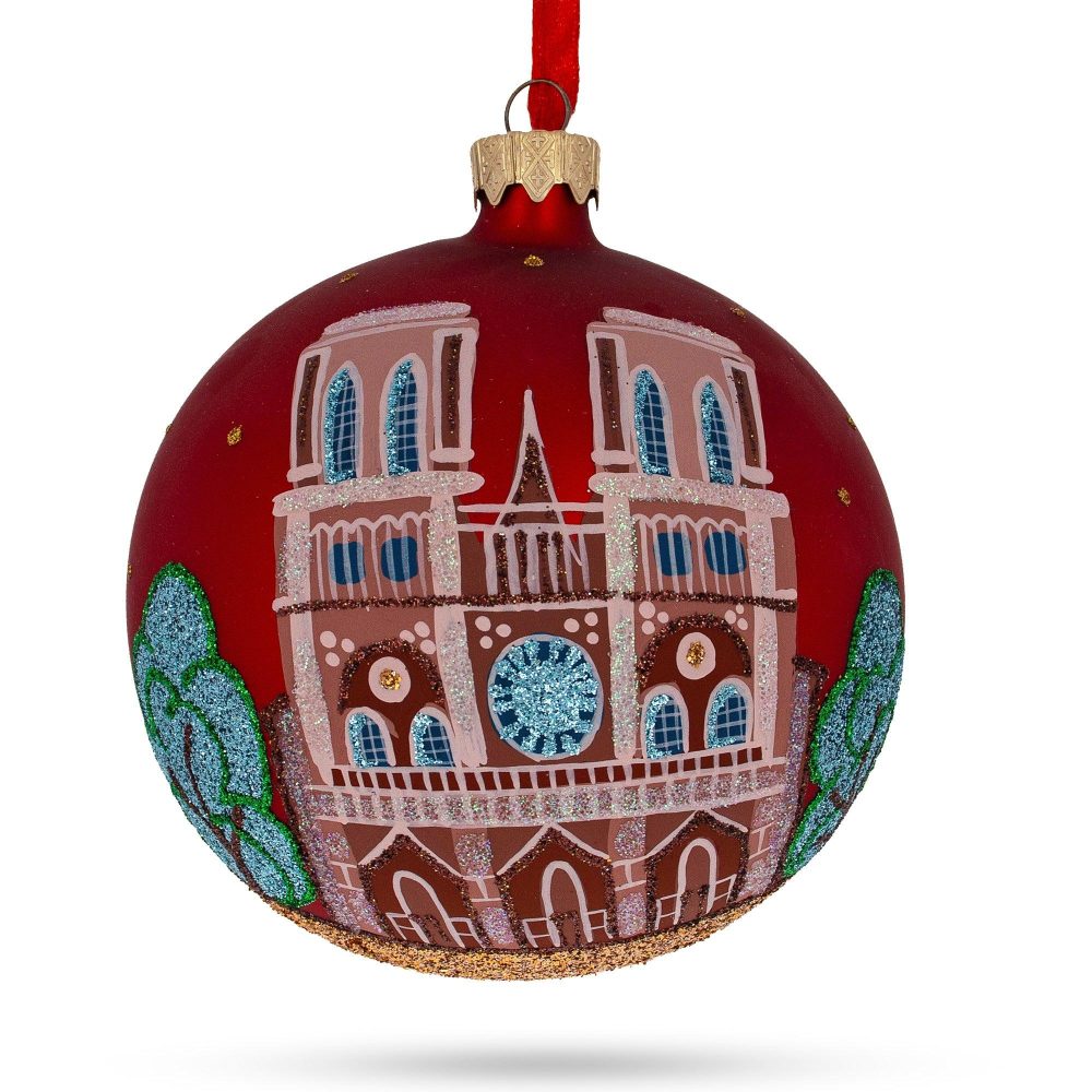 Notre-Dame De Paris, France Glass Ball Christmas Ornament 4 Inches  |   Travel Ornaments Travel