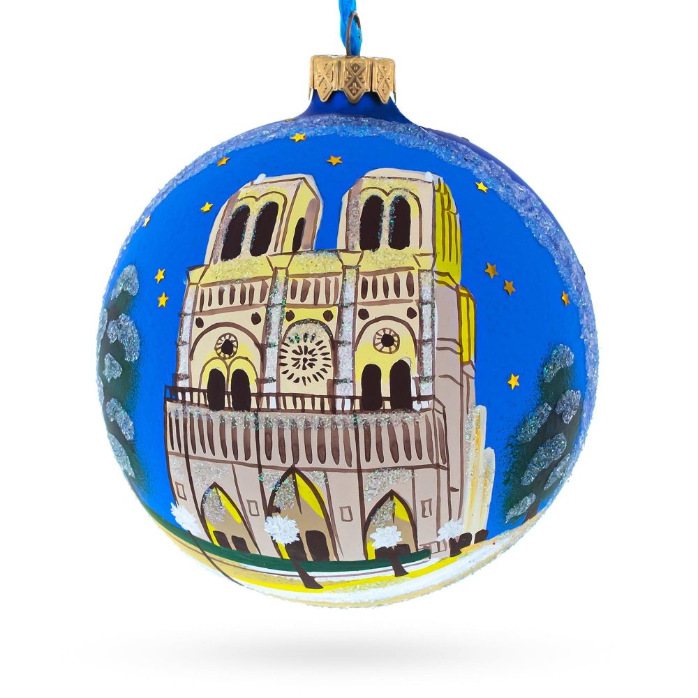 Notre-Dame De Paris, France Glass Ball Christmas Ornament 4 Inches  |   Travel Ornaments Travel