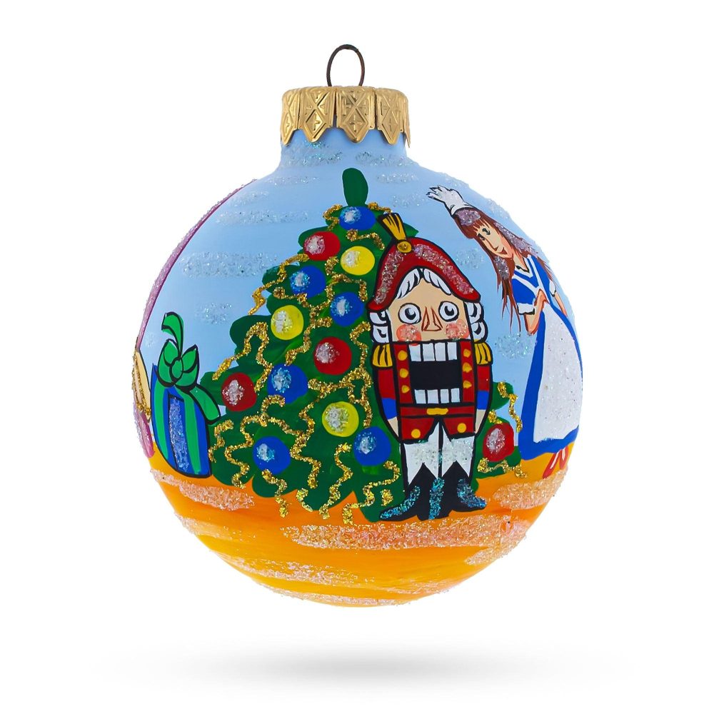 Nutcracker And Clara Blown Glass Ball Christmas Ornament  3.25 Inches  |   Nutcrackers Nutcrackers Nutcrackers