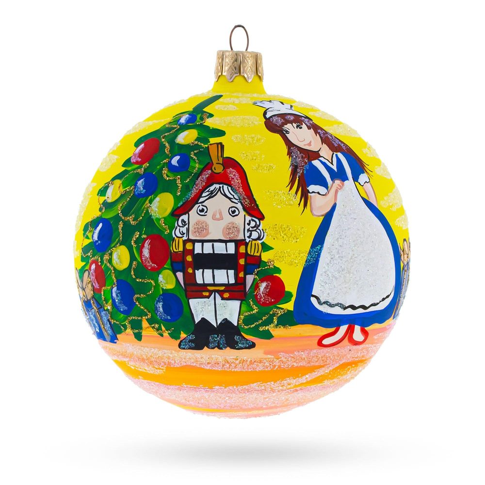 Nutcracker And Clara Blown Glass Ball Christmas Ornament 4 Inches  |   Nutcrackers Nutcrackers Nutcrackers