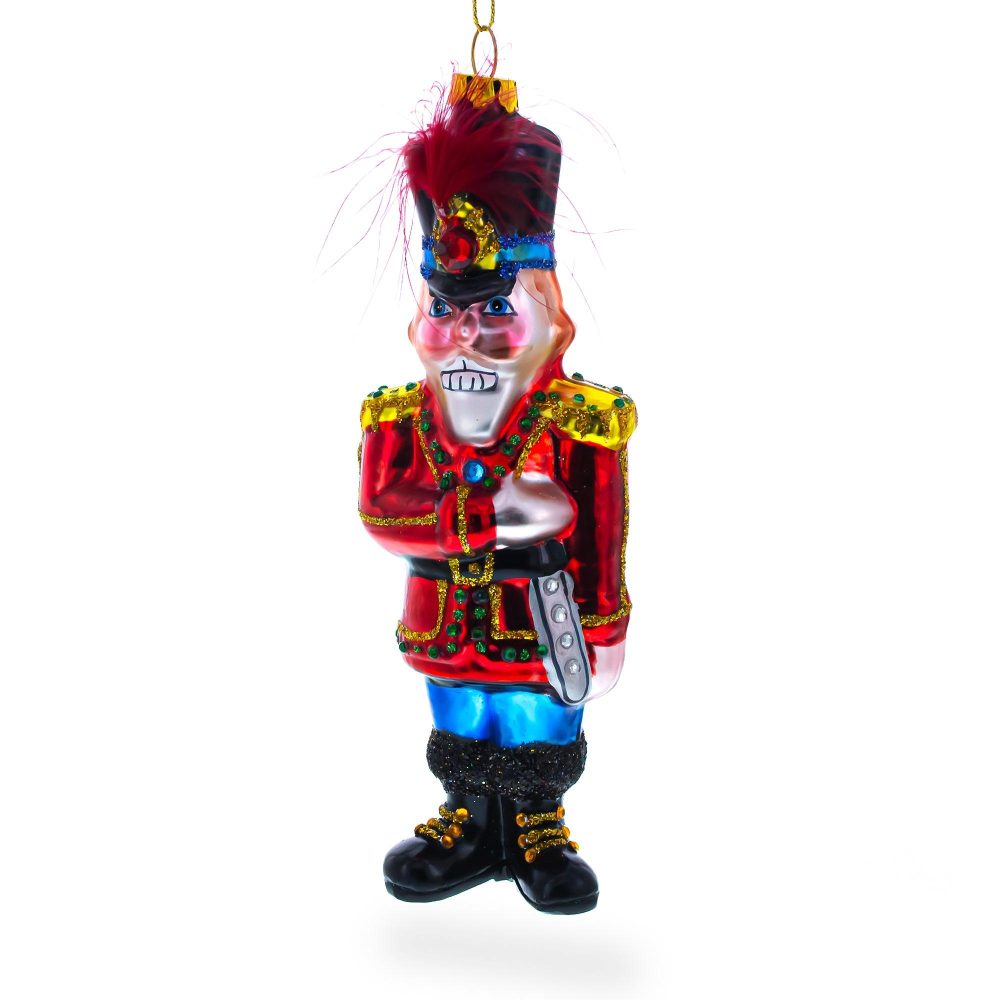 Nutcracker Soldier With Fur Hat Glass Christmas Ornament  |   Nutcrackers Nutcrackers Nutcrackers