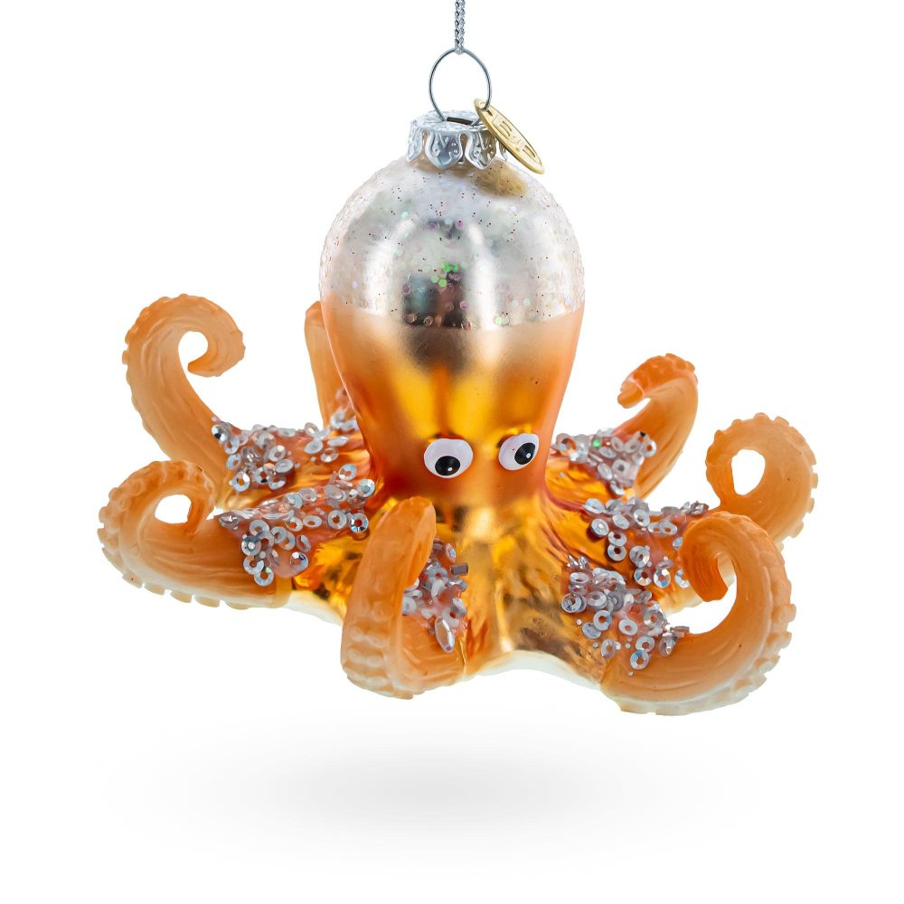 Ocean’S Enigma: Octopus Blown Glass Christmas Ornament  |   Animals Animals Animals