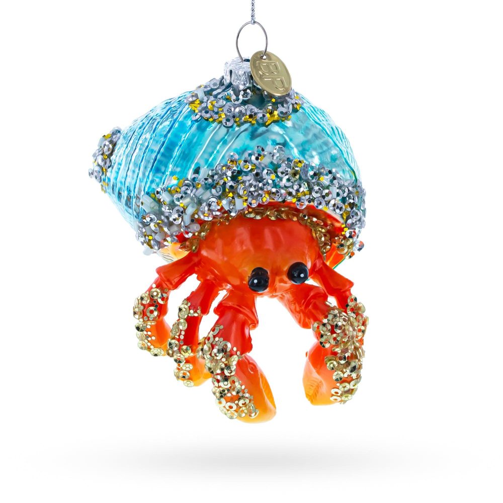 Orange Crab Blown Glass Christmas Ornament  |   Animals Animals Animals