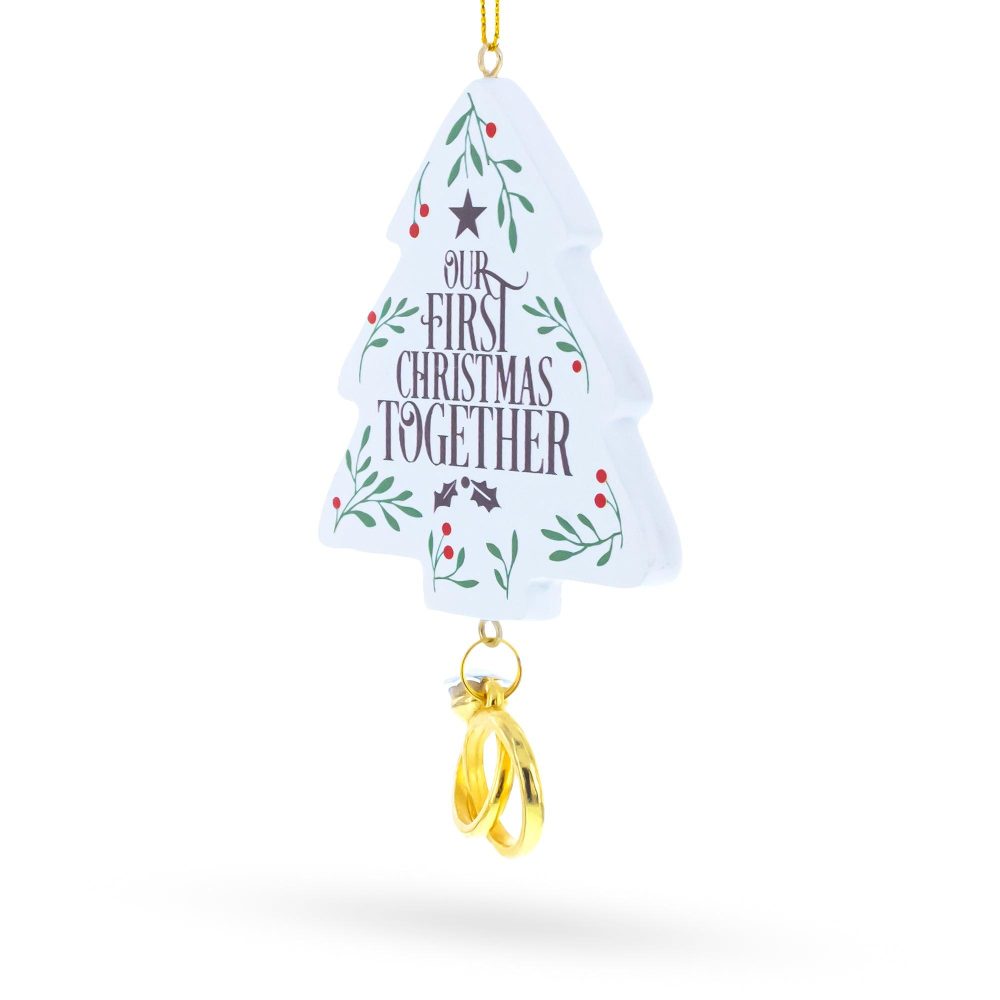 Our First Christmas Together Tree With Wedding Rings Resin Christmas Ornament  |   Love Love Love