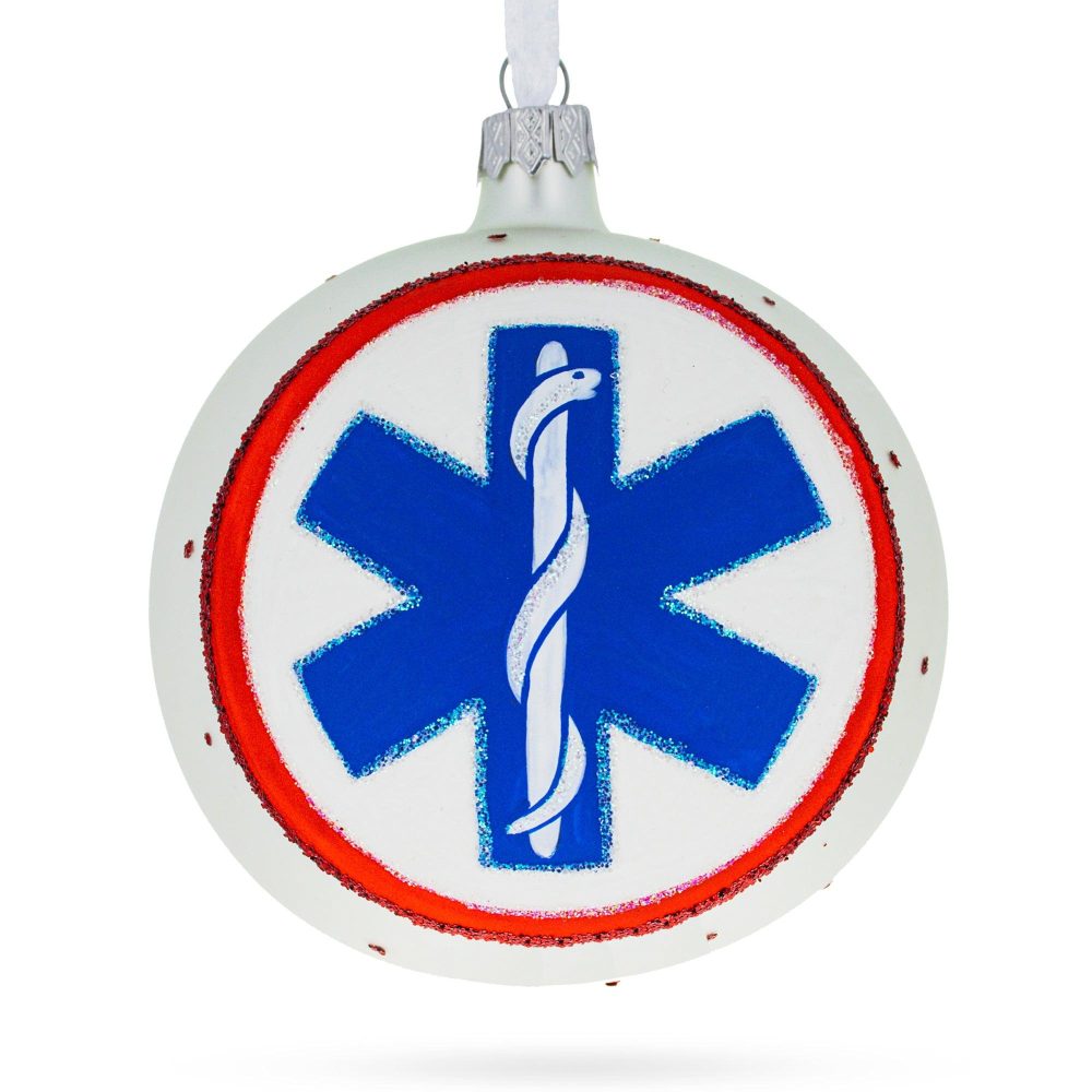 Paramedic Emergency First Responders Blown Glass Ball Christmas Ornament 4 Inches  |   Occupations Occupations Occupations