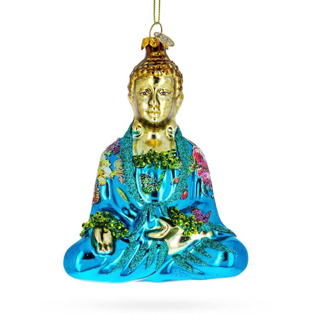 Peaceful Buddha Blown Glass Christmas Ornament  |   Religious Ornaments Ornaments Religious Ornaments