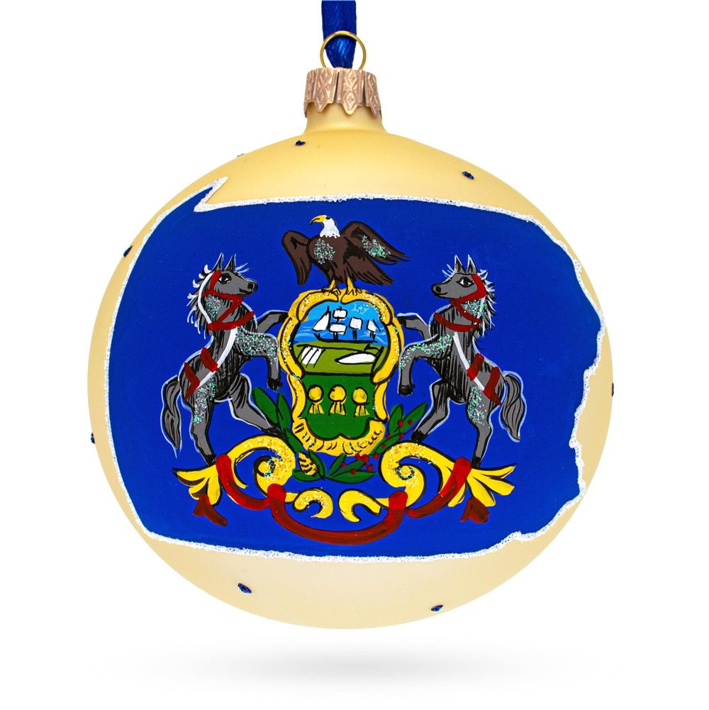 Pennsylvania State, Usa Glass Ball Christmas Ornament 4 Inches  |   Travel Ornaments Travel