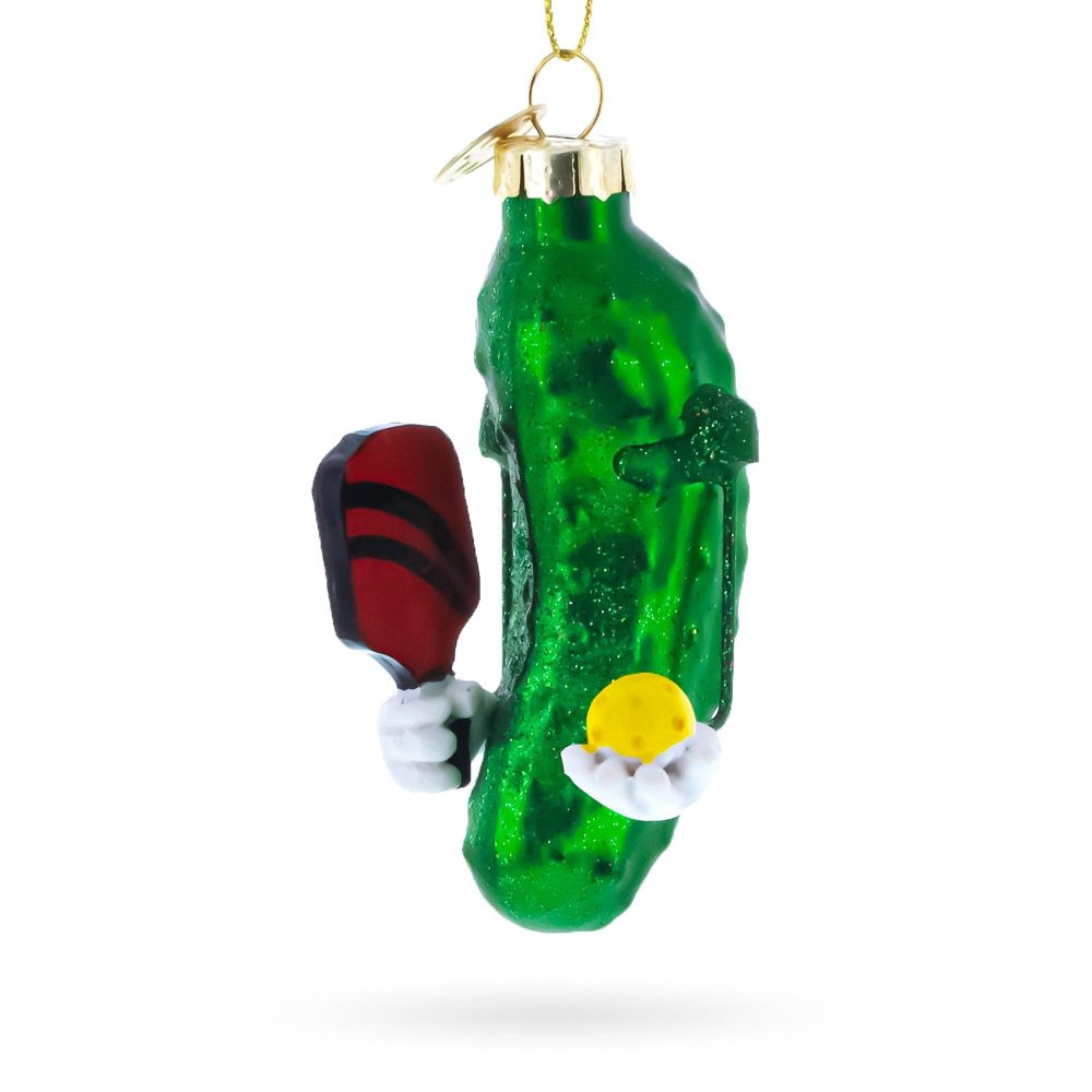 Pickle With Paddle Blown Glass Christmas Ornament  |   Personalized Ornaments Personalized