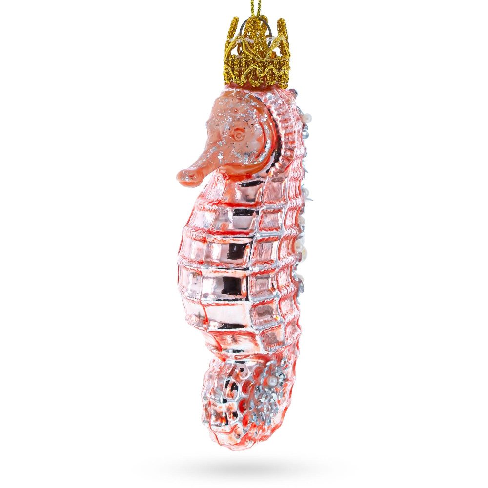 Pink Seahorse Blown Glass Christmas Ornament  |   Animals Animals Animals