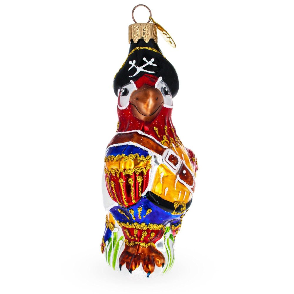 Pirate Parrot Mini Glass Christmas Ornament  |   Animals Ornaments Animals