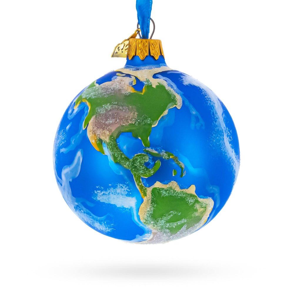 Planet Earth Globe Glass Ball Christmas Ornament 3.25 Inches  |   Cosmic Cosmic Cosmic