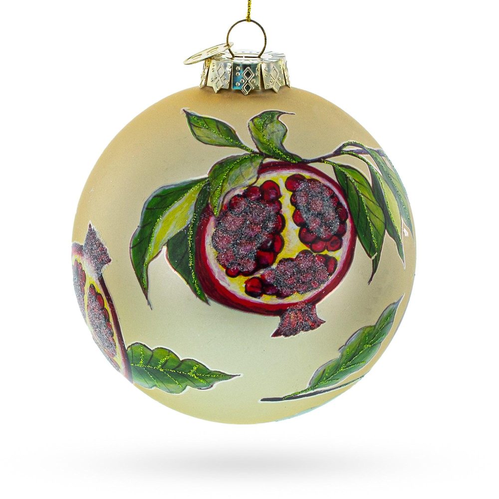 Pomegranate Design Blown Glass Ball Christmas Ornament  |   Food Food Food