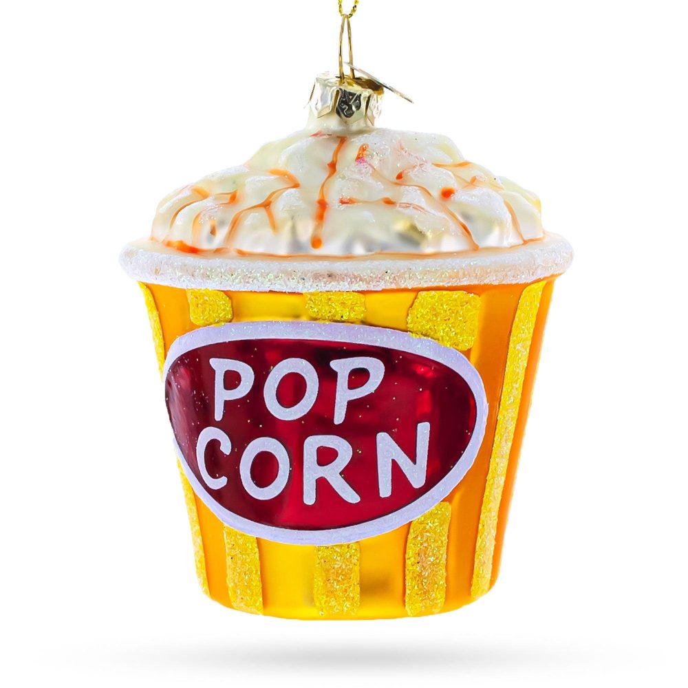 Pop Corn Cup Blown Glass Christmas Ornament  |   Food Food Food