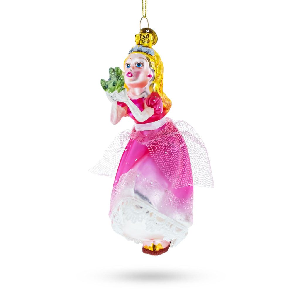 Princess Kissing Frog Prince Blown Glass Christmas Ornament  |   Fairy Tales Fairy Tales Fairy Tales