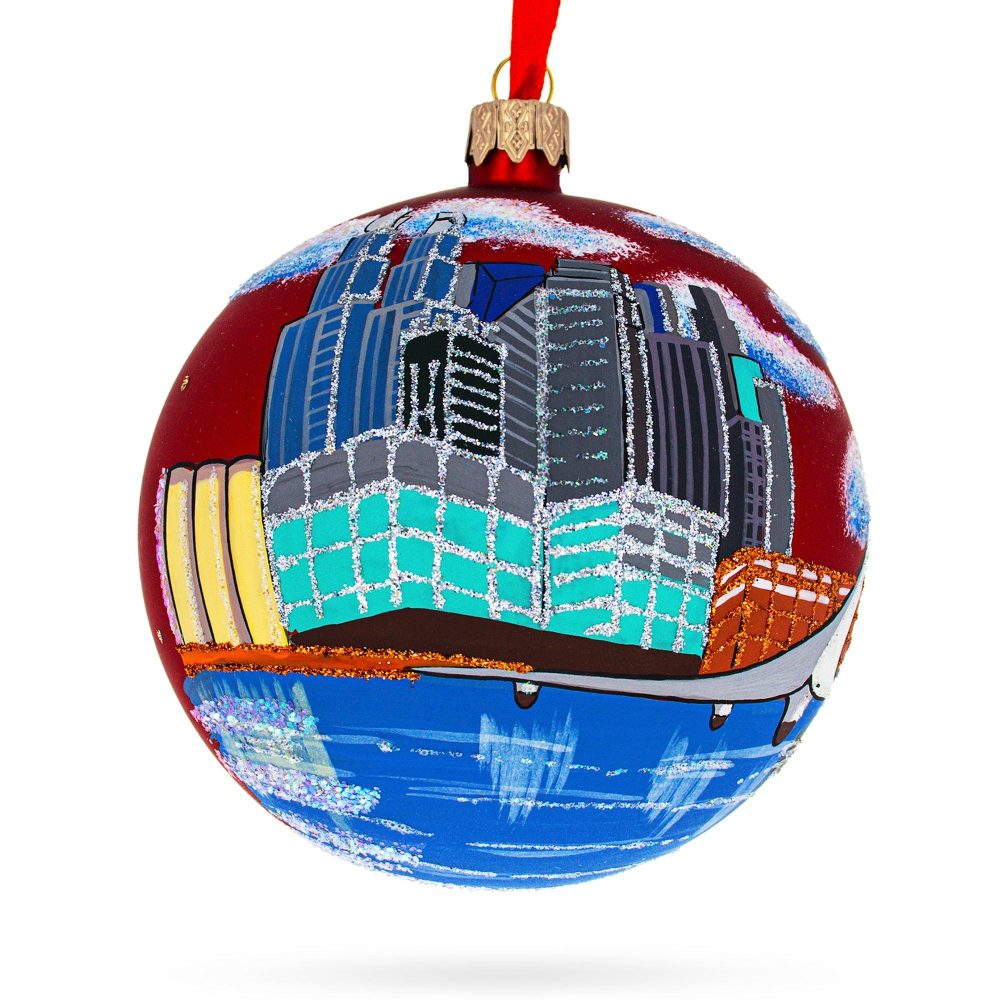 Puerto Madero, Buenos Aires, Argentina Glass Ball Christmas Ornament 4 Inches  |   Travel Ornaments Travel