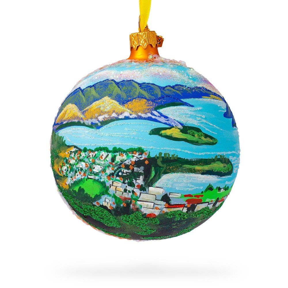 Queenstown, New Zealand Glass Ball Christmas Ornament 4 Inches  |   Travel Ornaments Travel