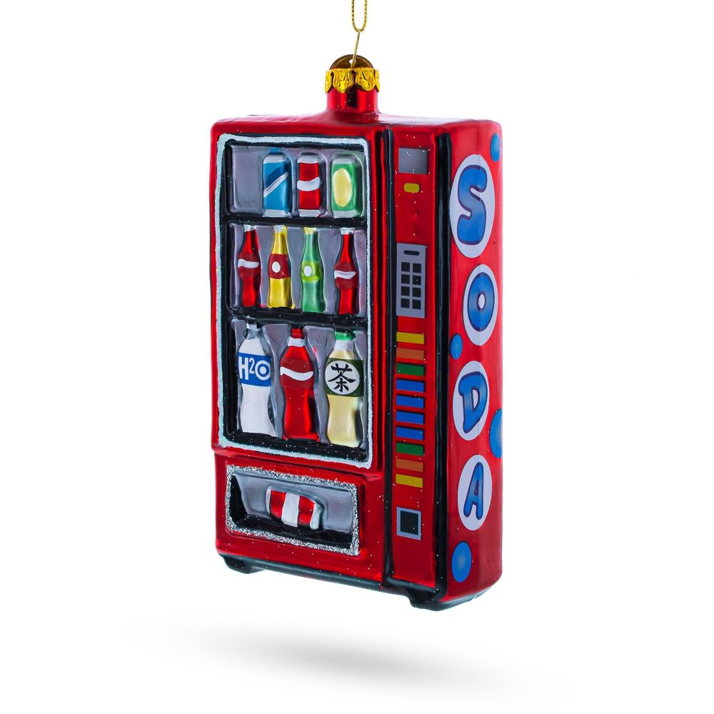 Quirky Soda Vending Machine Blown Glass Christmas Ornament  |   Food Food Food