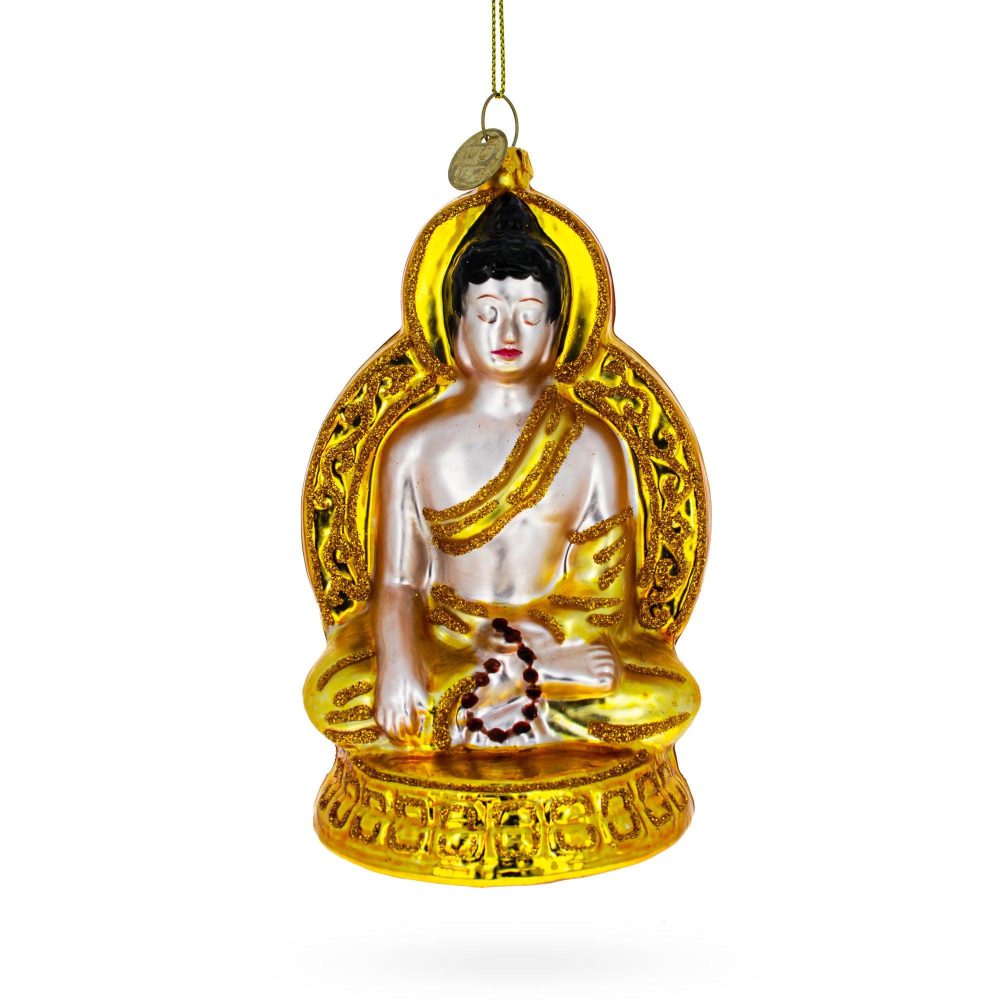 Radiant Golden Buddha Blown Glass Christmas Ornament  |   Religious Ornaments Ornaments Religious Ornaments