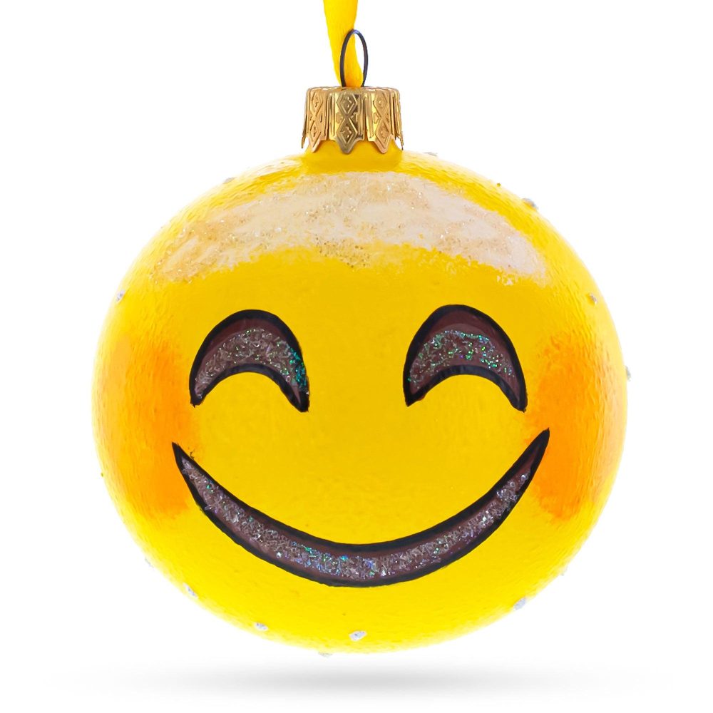 Radiant Smiling Facial Expressions Glass Ball Christmas Ornament 3.25 Inches  |   Facial Expressions Facial Expressions Facial Expressions