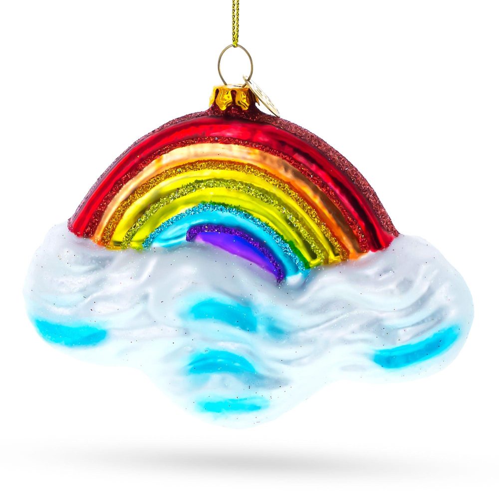 Rainbow Over Clouds Blown Glass Christmas Ornament  |   Nature Nature Nature