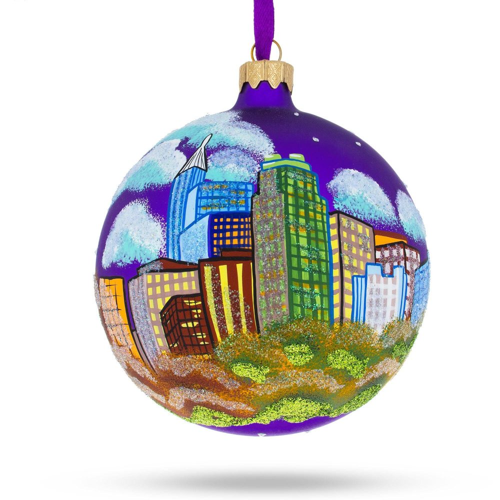 Raleigh, North Carolina, Usa Glass Ball Christmas Ornament 4 Inches  |   Travel Ornaments Travel