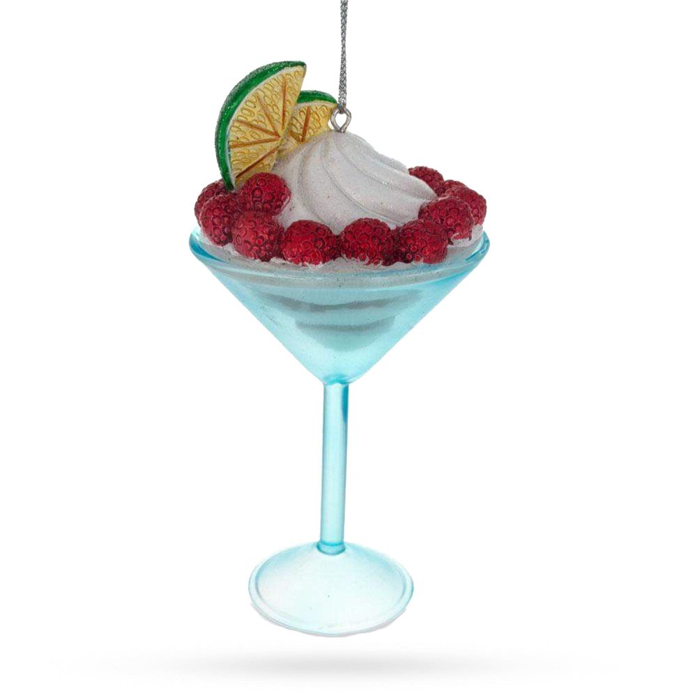 Raspberry Martini Cocktail Blown Glass Christmas Ornament  |   Food Food Food