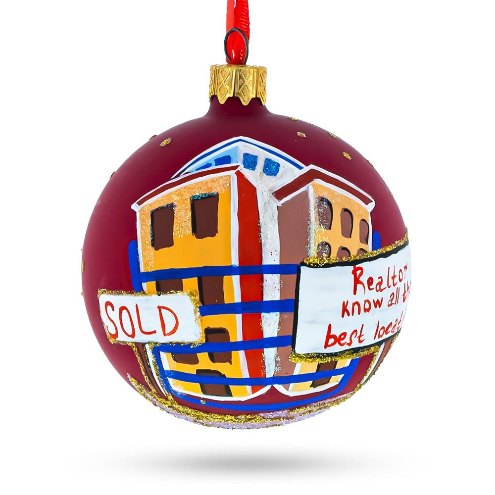 Real Estate Agent Blown Glass Ball Christmas Ornament 3.25 Inches  |   Occupations Occupations Occupations