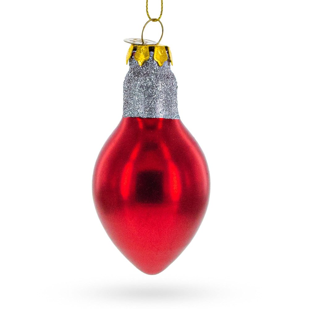 Red Festive Light Bulb Blown Glass Christmas Ornament  |   Personalized Ornaments Personalized