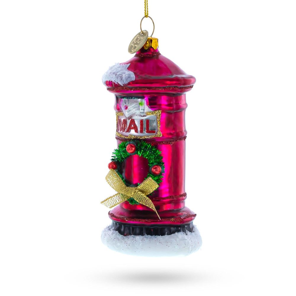 Red Mailbox With Letter To Santa Glass Christmas Ornament  |   Personalized Ornaments Personalized