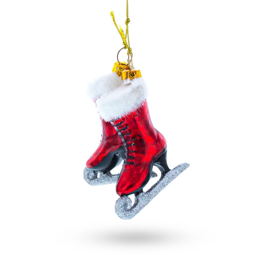 Red Skates Blown Glass Christmas Ornament  |   Hobby Hobby Hobby