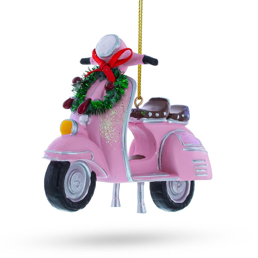 Retro Scooter With Festive Wreath Christmas Ornament  |   Personalized Ornaments Personalized