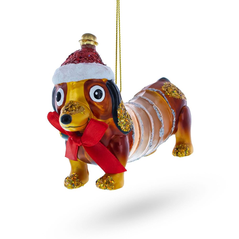 Retro Stretching Slinky Dog Blown Glass Christmas Ornament  |   Animals Animals Animals